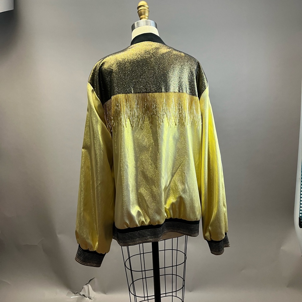Unique Gold bomber with fringe
